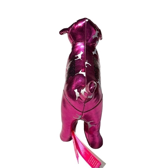 Victoria’s Secret PINK - Hot Pink Metallic Plush Logo Dog - Picture 5 of 6